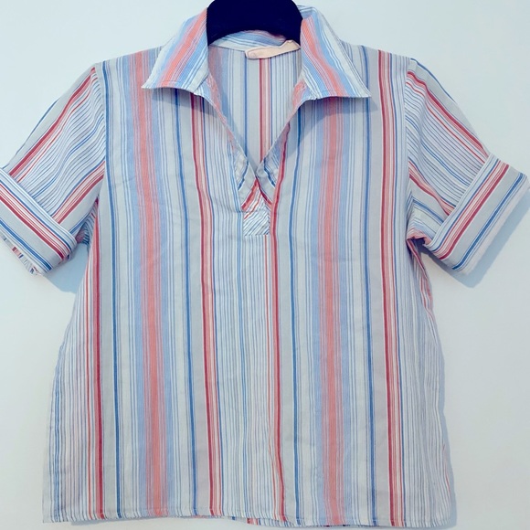 Junior Bazaar Tops - VINTAGE Skater tee with collar and cropped hem - super lightweight cotton